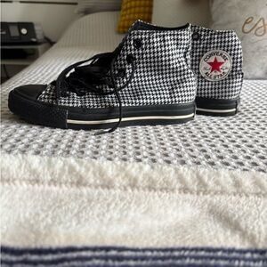 Converse Black and White Houndstooth High-Tops